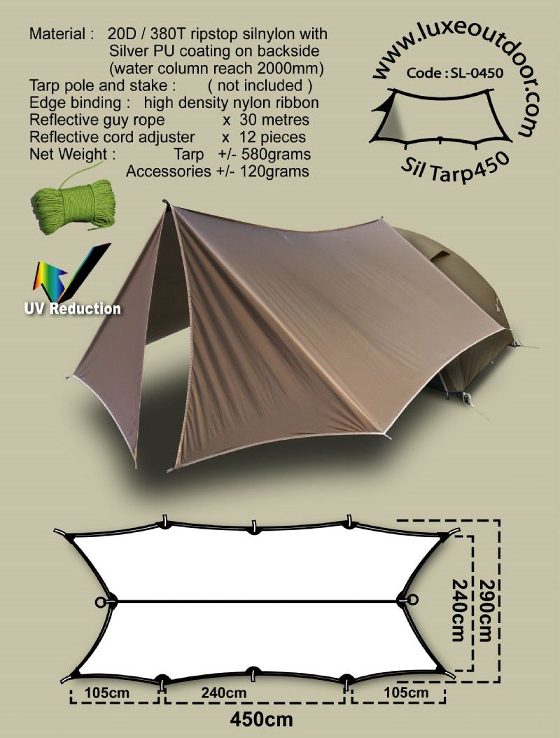 Luxe Outdoor Sil Tarp 450