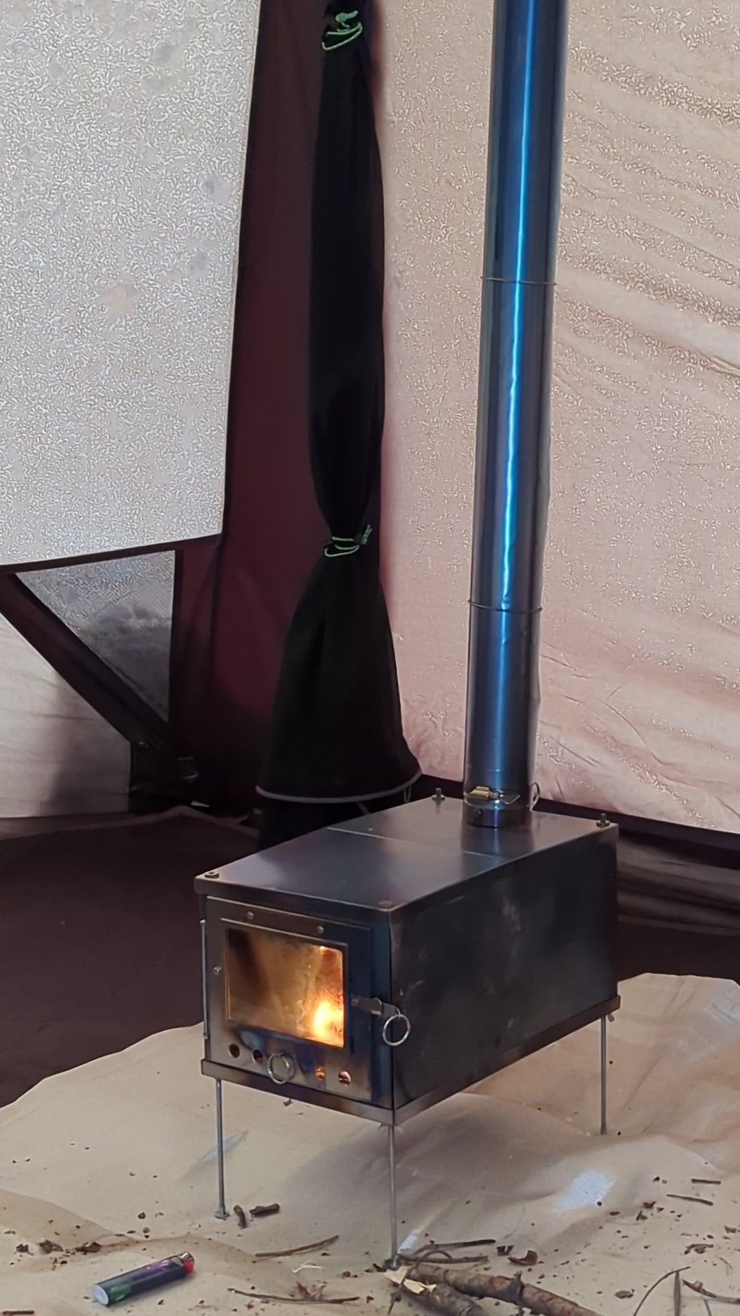 Ice Shanty with Homemade Wood stove 